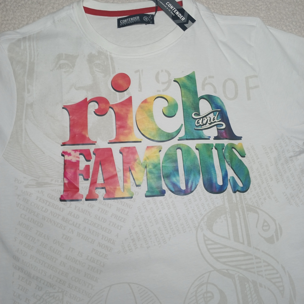 Men’s Graphic T Shirt 2XL White Rainbow Streetwear Statement Tee